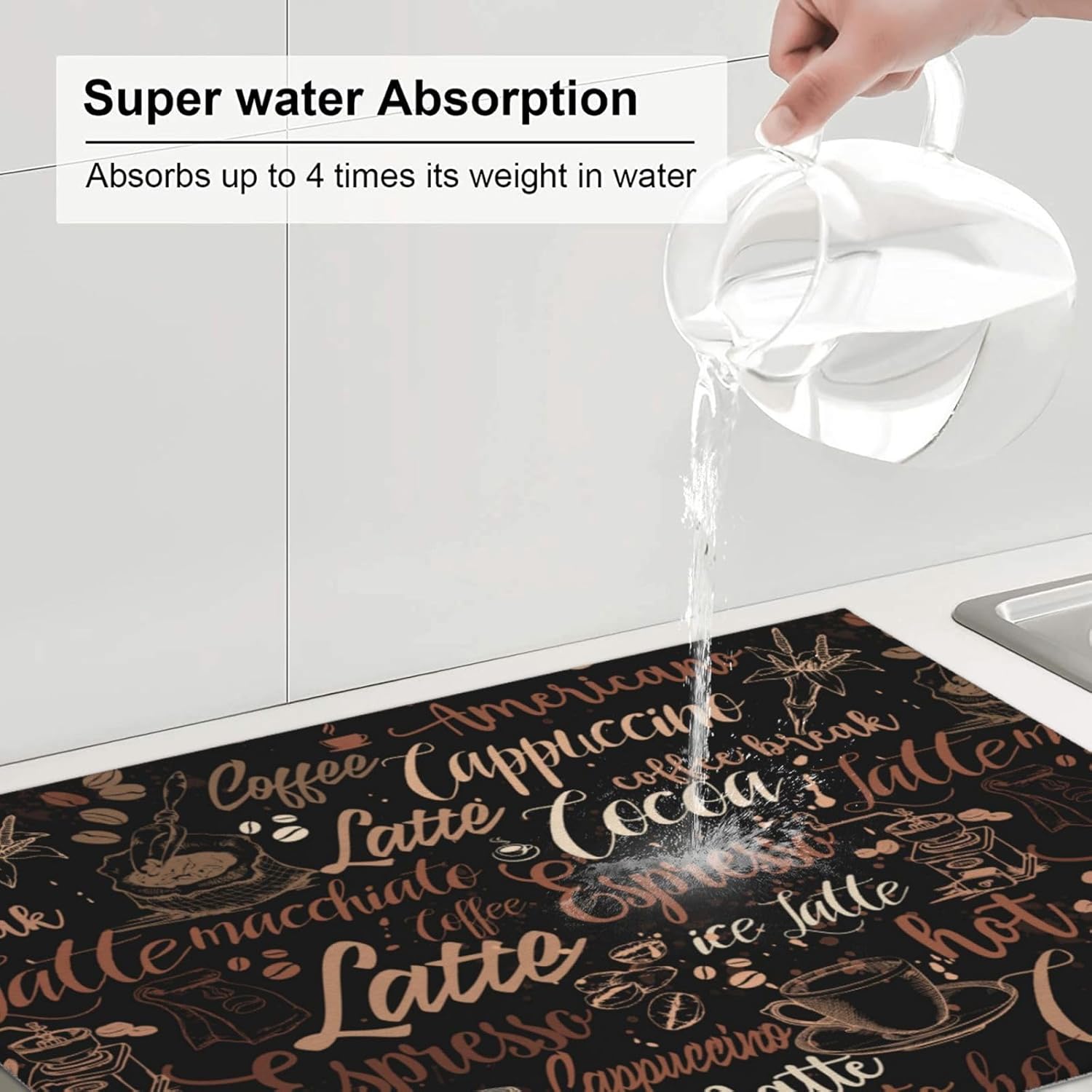 Tapete de secado de platos de café para encimera de cocina, máquina de café absorbente, almohadilla de microfibra absorbente, tapete de drenaje de