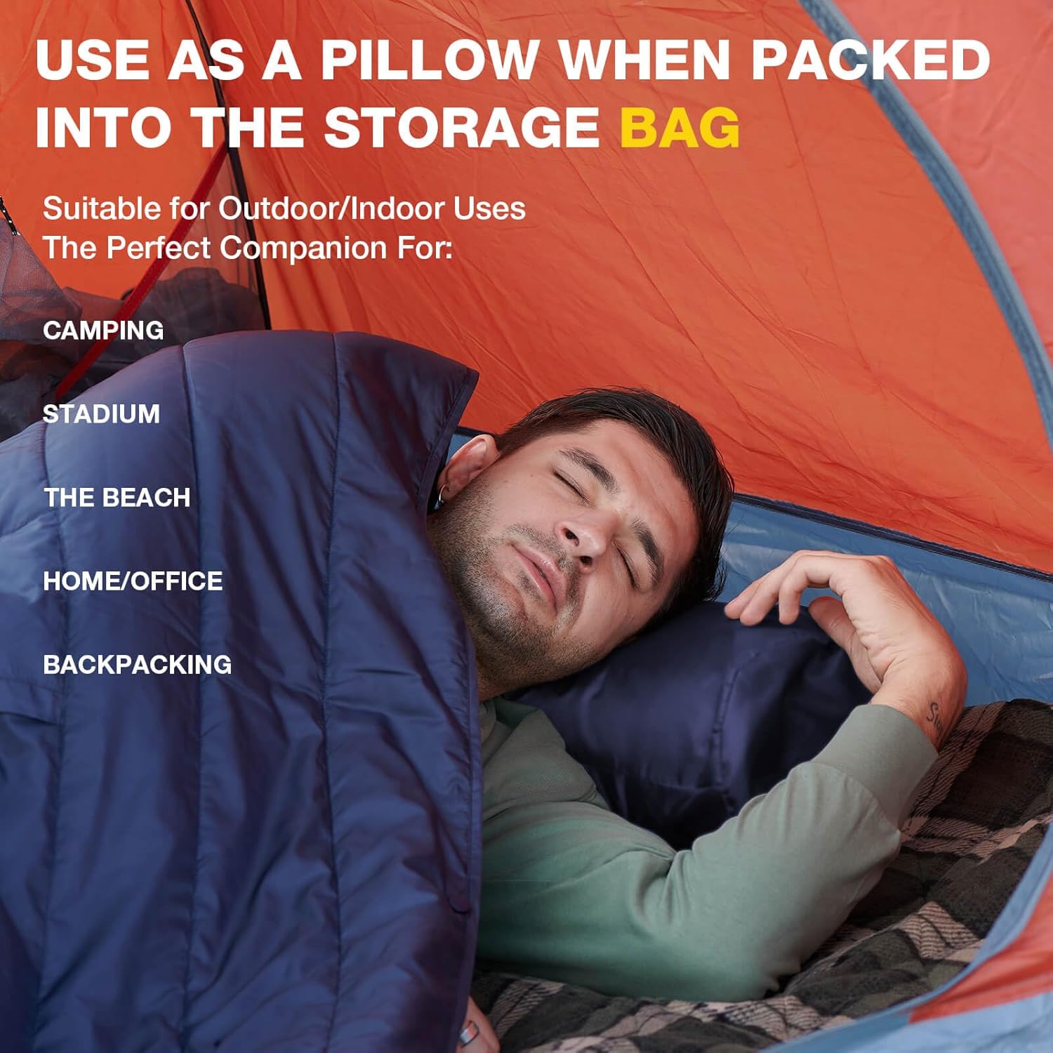 DUKUSEEK Manta de campamento para exteriores con capucha, manta grande plegable para estadio, manta ligera y cálida para picnic, senderismo, fútbol,