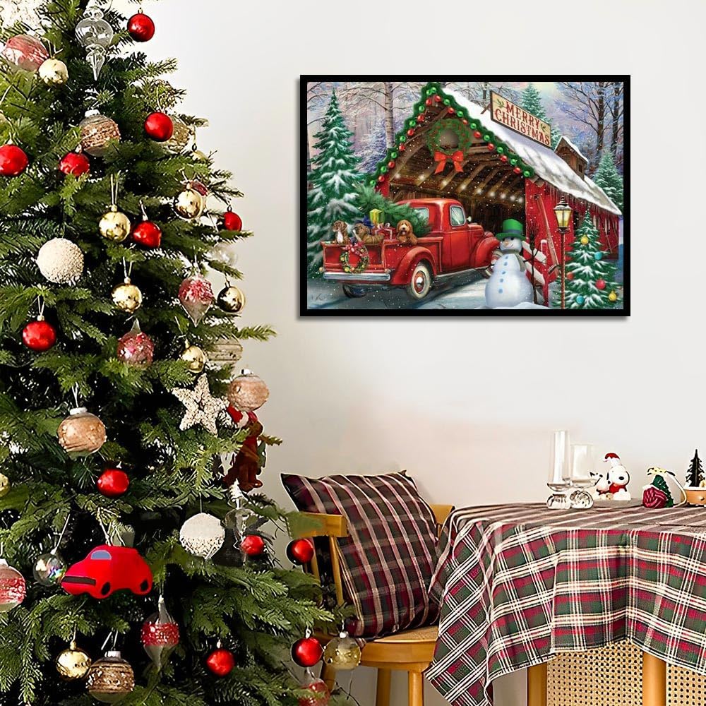 LWZAYS Kits de pintura de diamantes de Navidad 5D, kits de arte de diamantes para adultos, pintura de Navidad con gemas de diamantes, pinturas de
