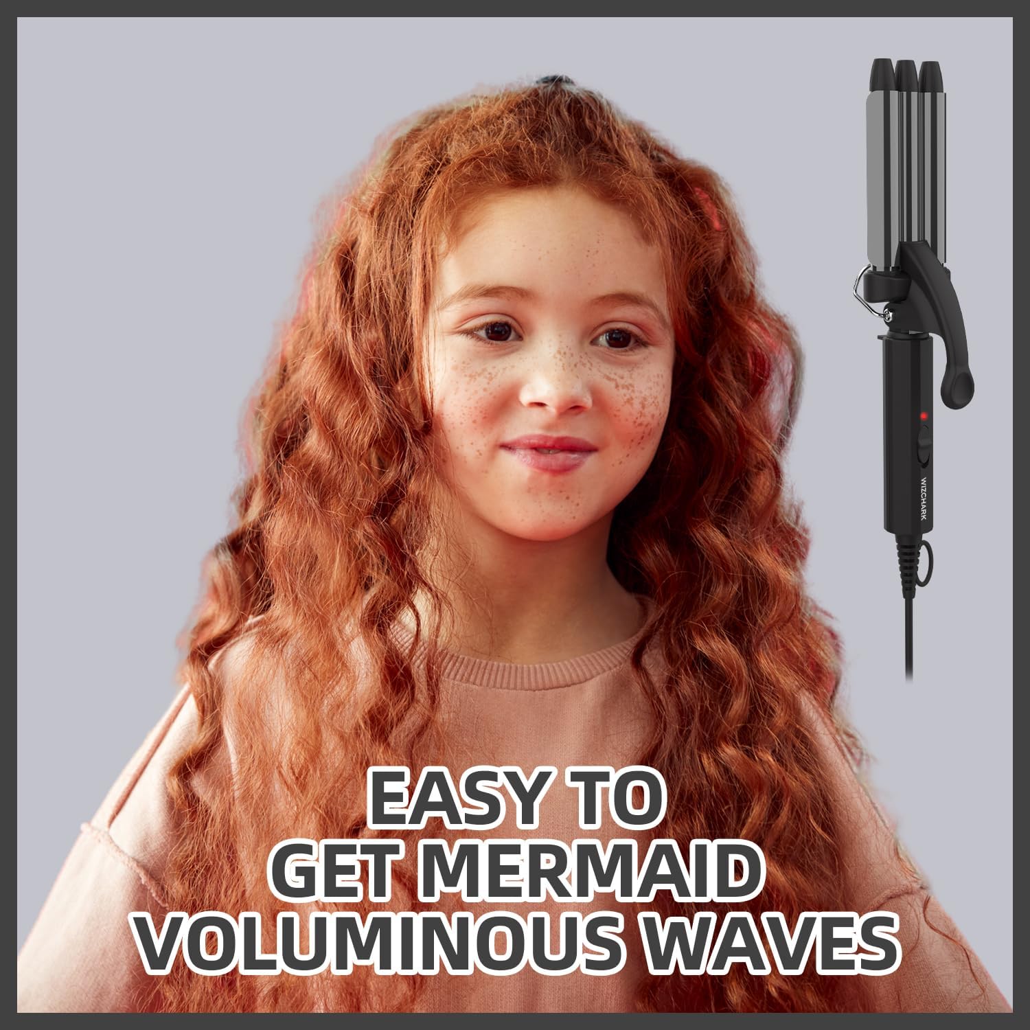 Wizchark Rizador de pelo pequeño, rizador de ondas de playa de 12 pulgada, mini ondulador de pelo para cabello corto y largo, rizador de 3 barriles,