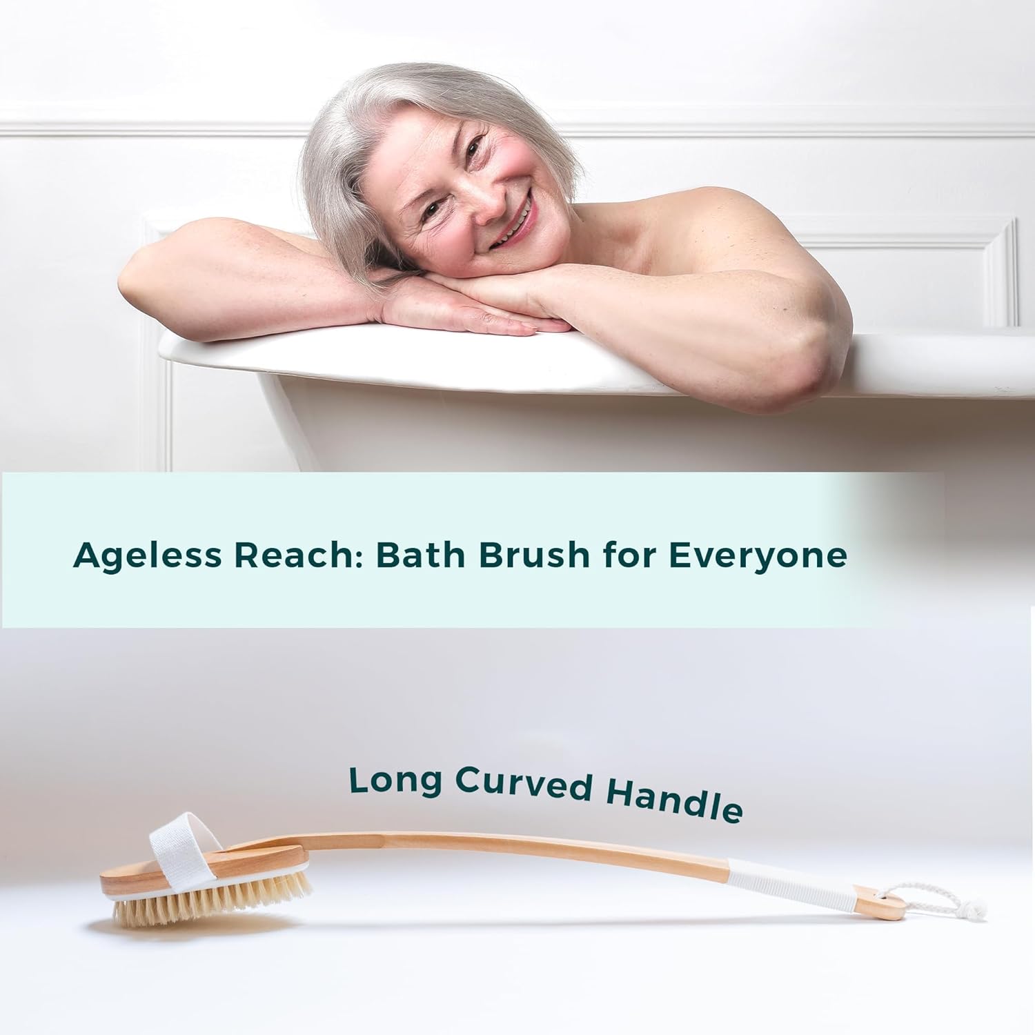 Back Scrubber for Shower – Exfoliating Body Scrubber – 20″ Long Handle – Natural Boar Bristle Shower Scrubber & Body Brush for Showering – Ideal