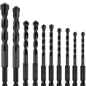 Mgtgbao – Juego de 10 brocas de hormigón negro, punta de carburo para vidrio, ladrillo, azulejo, hormigón, plástico, cerámica y madera con tamaño de Mgtgbao – Juego de 10 brocas de hormigón negro, punta de carburo para vidrio, ladrillo, azulejo, hormigón, plástico, cerámica y madera con tamaño de