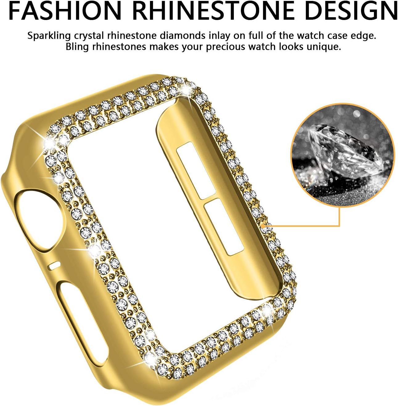adepoy – Carcasa para Apple Watch con protector de pantalla y cristales brillantes, protección completa para iWatch Series 654321 SE