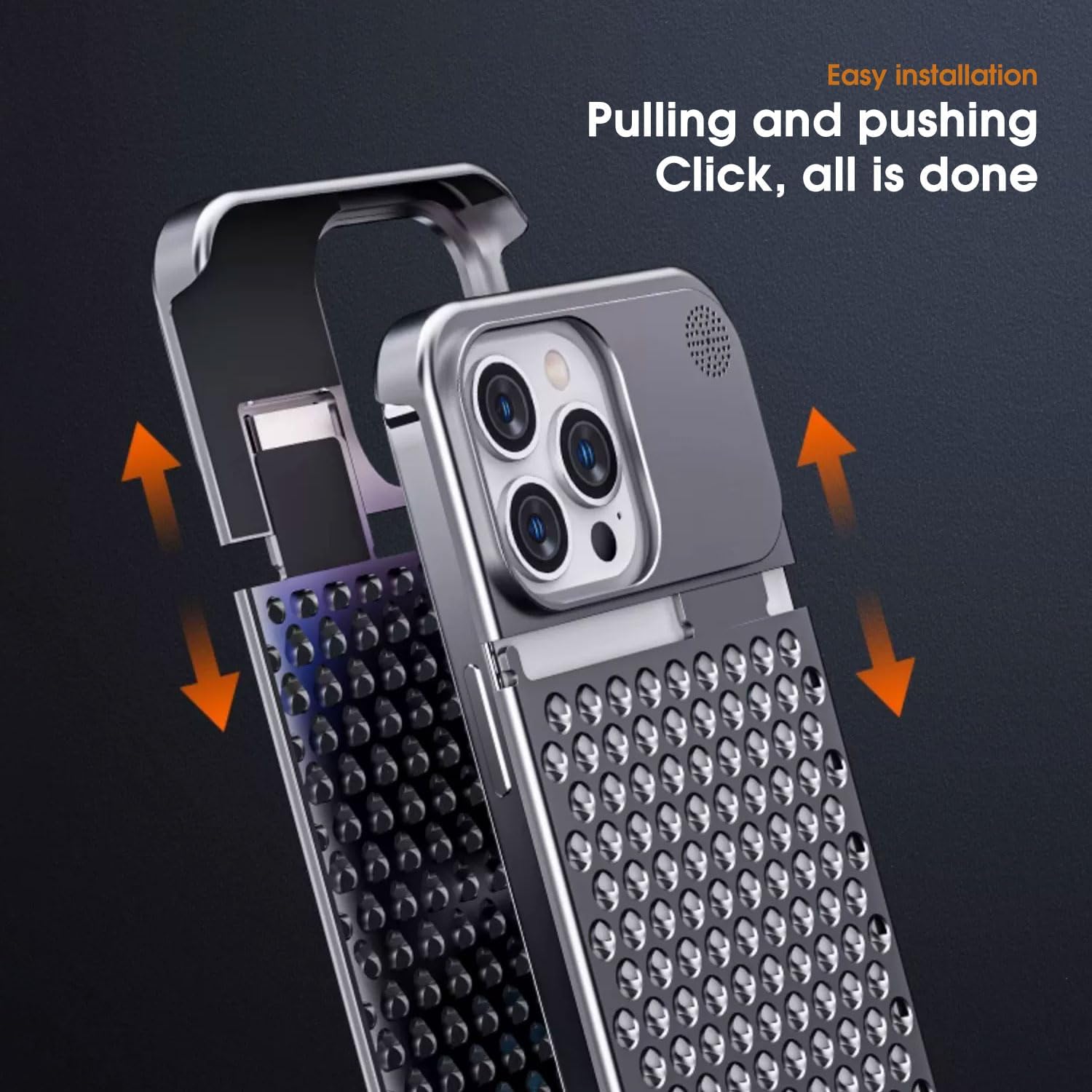 Arae Funda de aluminio para iPhone 14  iPhone 13, disipación de calor anticaídas, funda delgada antiarañazos para iPhone 14iPhone 13, gris