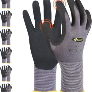 JKSafety Sandy MicroFoam – Guantes de trabajo de seguridad de nitrilo con capacidad para pantalla táctil, 6 pares de guantes de trabajo ligeros, JKSafety Sandy MicroFoam – Guantes de trabajo de seguridad de nitrilo con capacidad para pantalla táctil, 6 pares de guantes de trabajo ligeros,