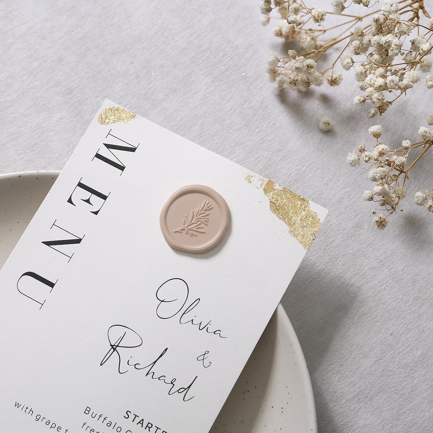 UNIQOOO Calcomanías de sello de cera, calcomanías de sello de invitación de boda de romero, 100 calcomanías autoadhesivas de color gris pardo,