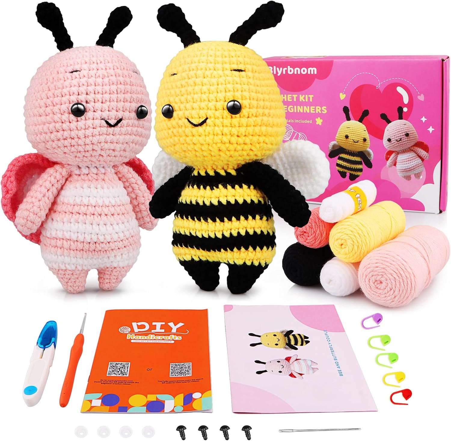 Blyrbnom Amigurumi – Kit de ganchillo para principiantes, kits de animales de ganchillo con tutoriales en video paso a paso, paquete de inicio de