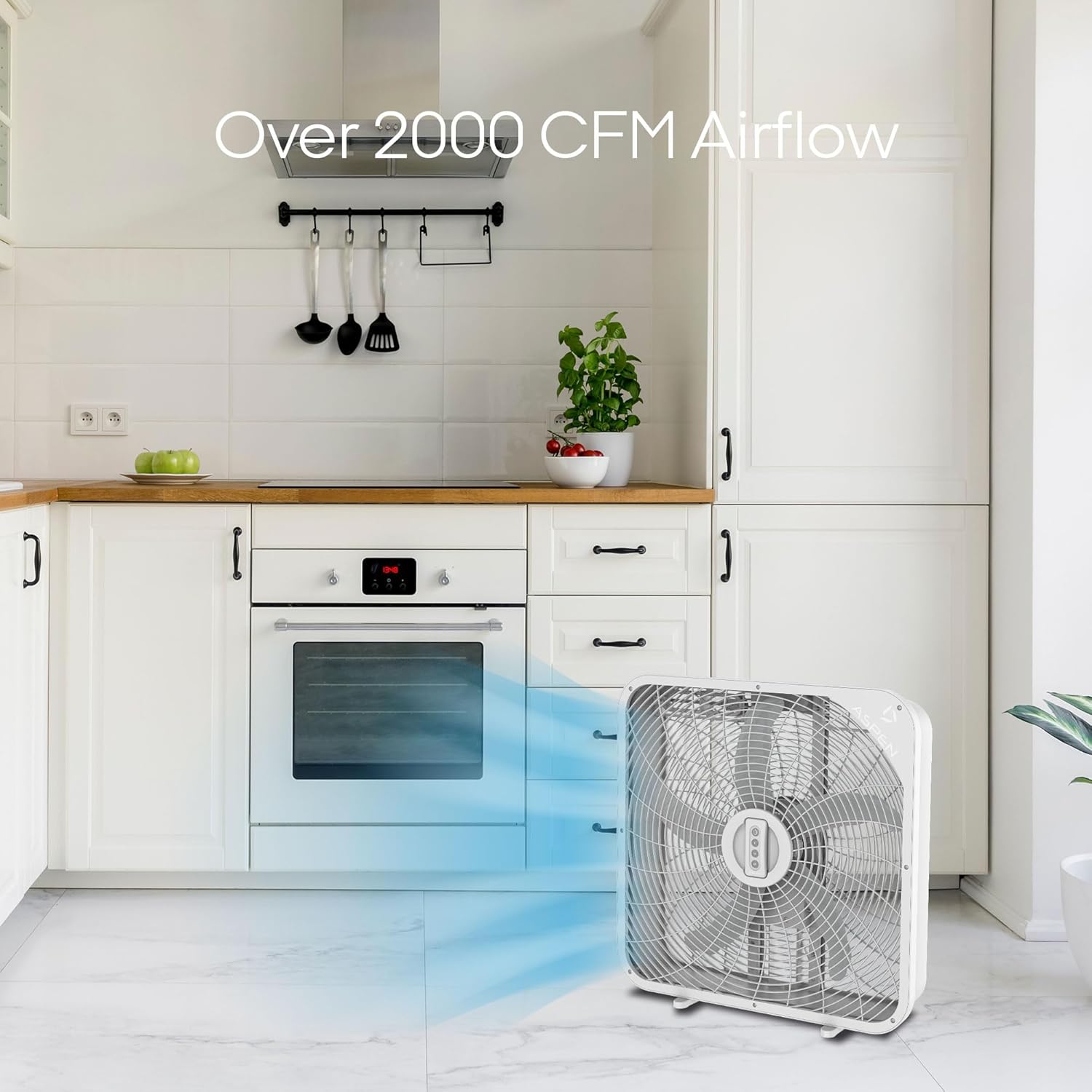 Aspen Ventilador de ventana de 20 pulgadas con control remoto, 3 velocidades de alto rendimiento y más de 2000 CFM de flujo de aire superior,