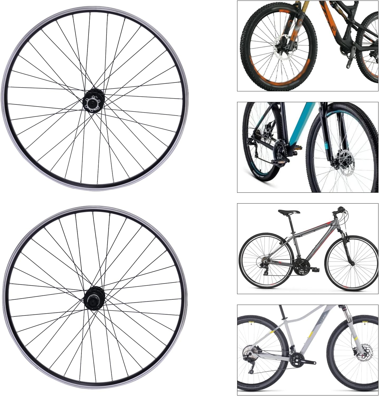 Juego de ruedas, 29 pulgadas MTB Juego de ruedas de aleación de aluminio de doble pared, ruedas delanteras y traseras con cubos de rodamiento para