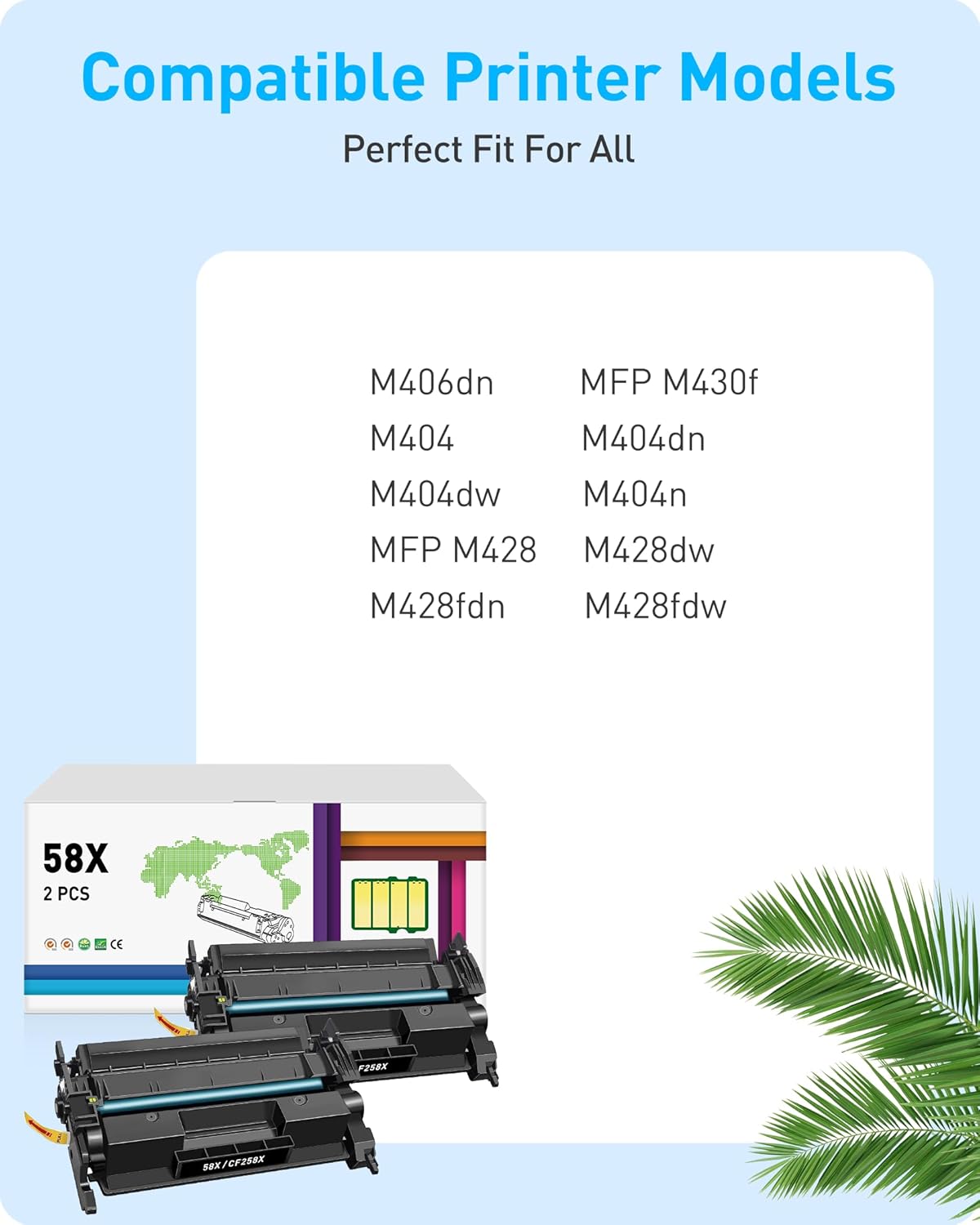 para HP 58X 58A (con chip) Cartuchos de tóner negro Laserjet Enterprise M406 Series, Laserjet Enterprise MFP M430 Series, Pro M404 Series, Laserjet