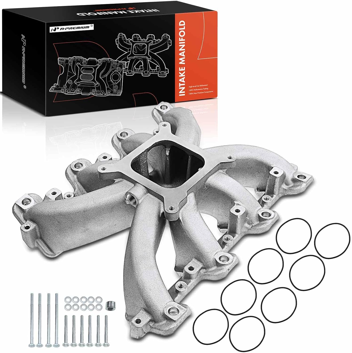 A-Premium Colector de admisión de altura media superior EFI de aluminio para motor con sellos y pernos 8Cyl 5.7L 6.0L Compatible con Chevy 98-02