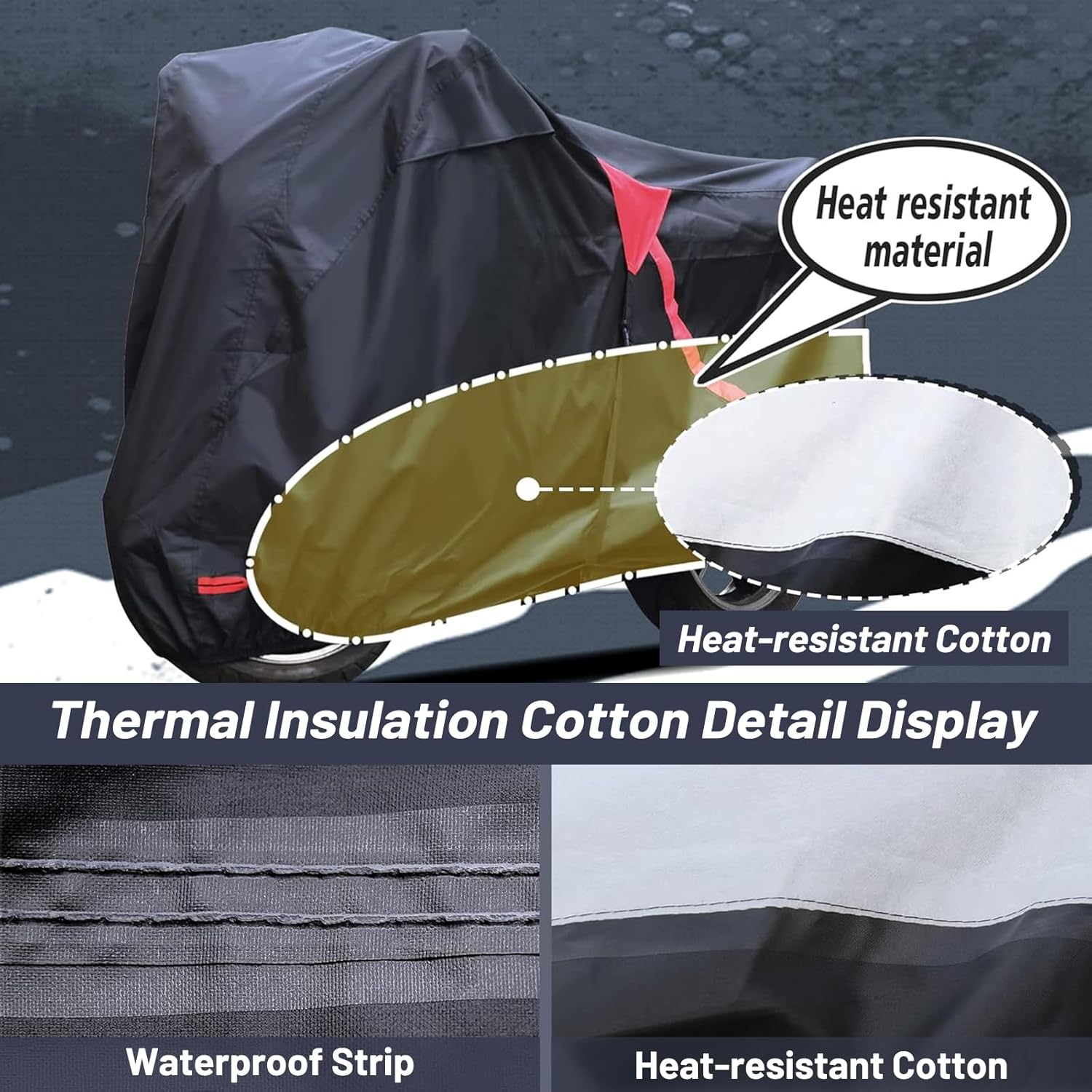 Funda para motocicleta, impermeable, con cremallera, para todas las estaciones, resistente al viento, alta resistencia al calor, al polvo y a la