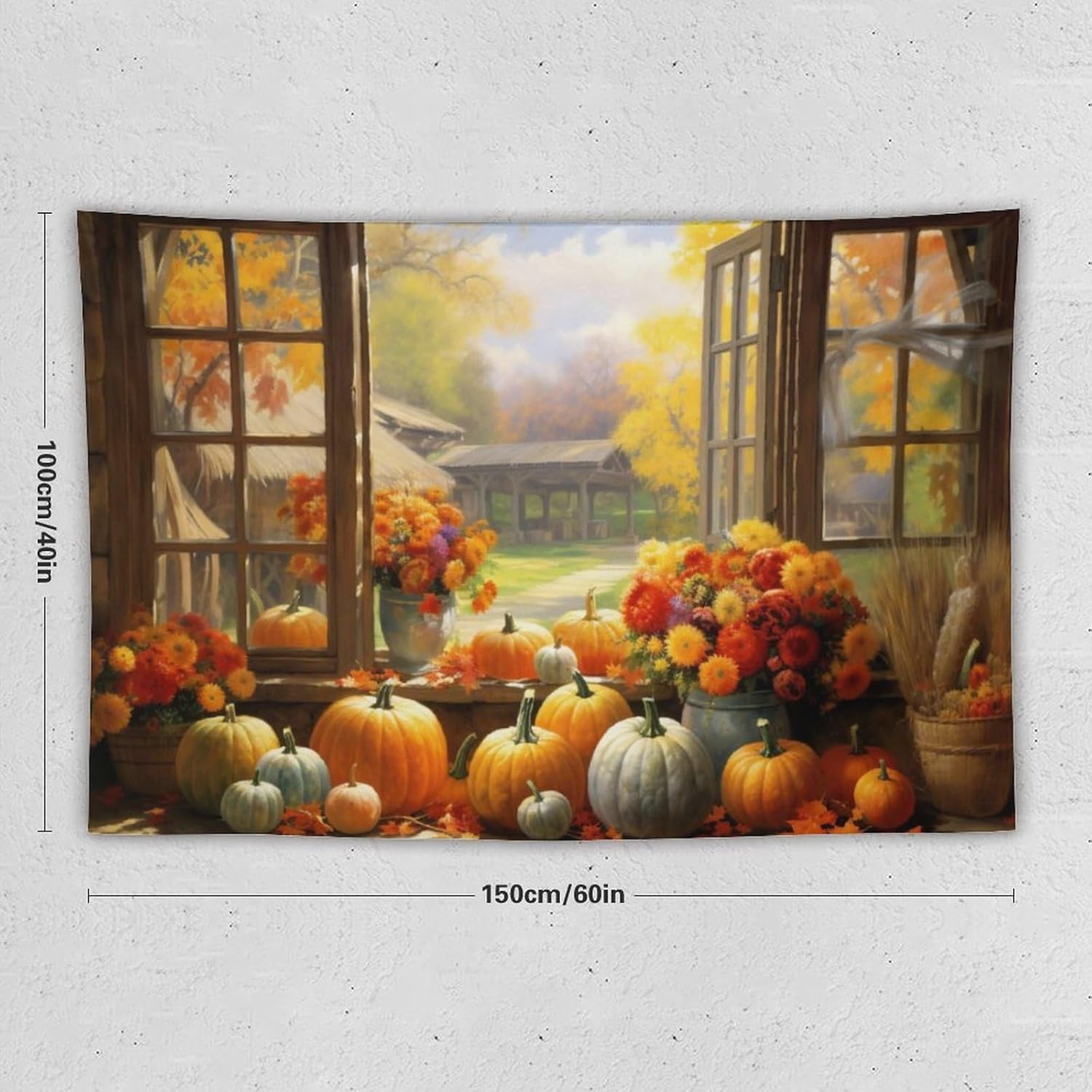 Notedi Tapiz para colgar en la pared, arte de pared para dormitorio, sala de estar, dormitorio, picnic, Acción de Gracias, calabazas, girasol, hojas