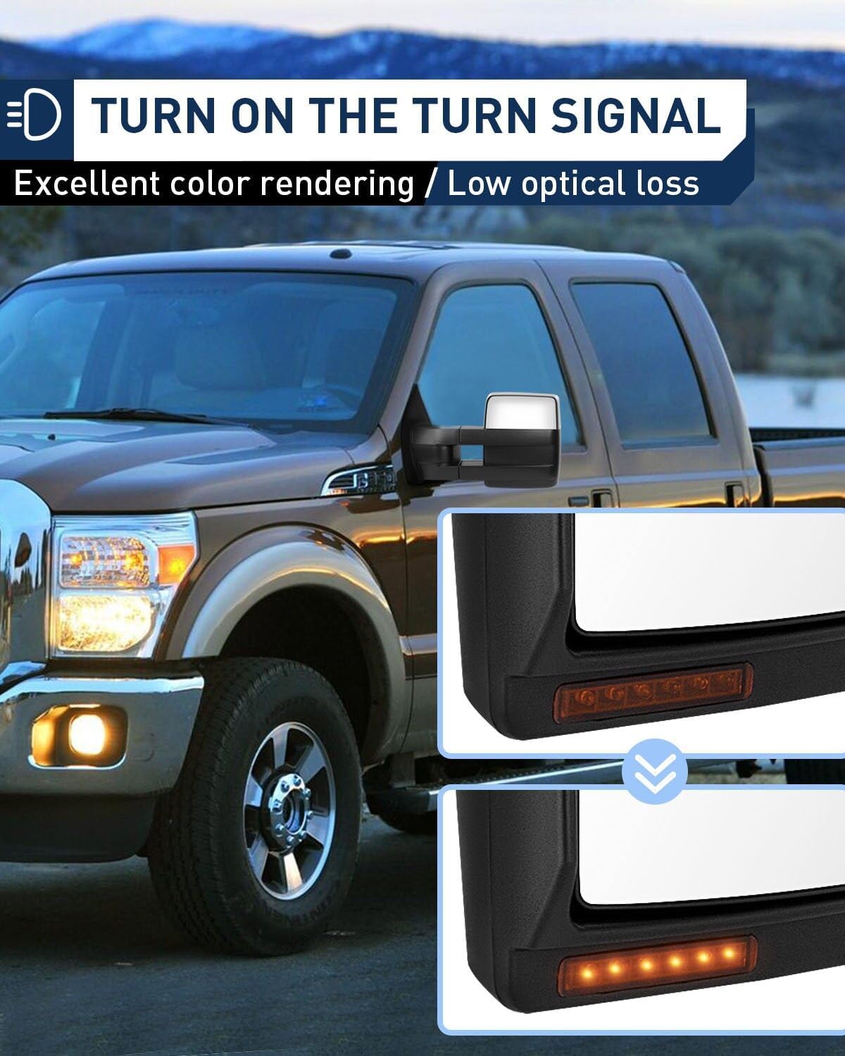 ECCPP Espejos de remolque compatibles con Ford 2004-2014 para camioneta F-150 con control de potencia lateral izquierdo y derecho, señal de giro de