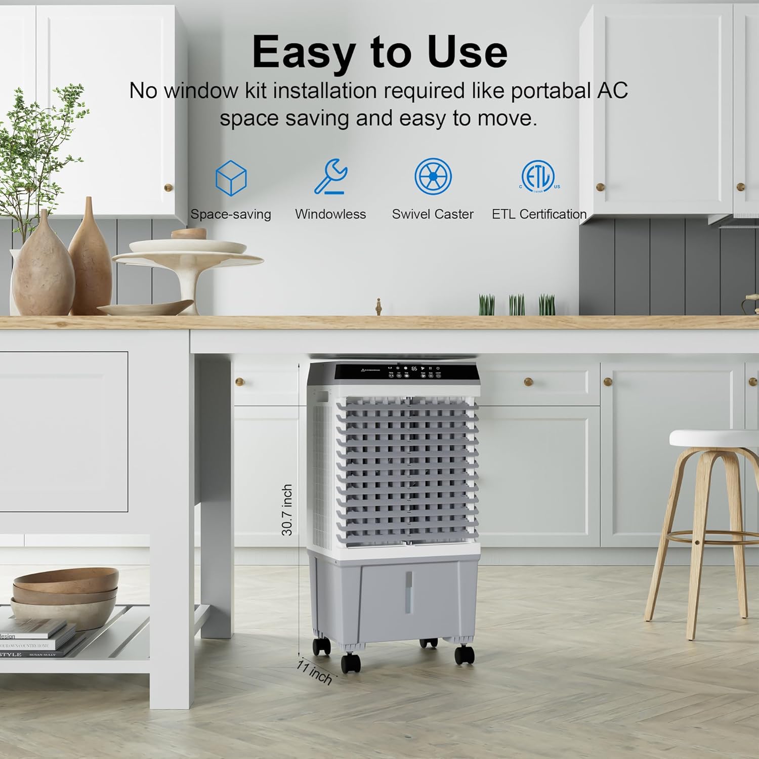 Sungdogin Enfriador de aire evaporativo, enfriador portátil de pantano con control remoto, ventilador de agua con tanque de agua de 5.3 galones,