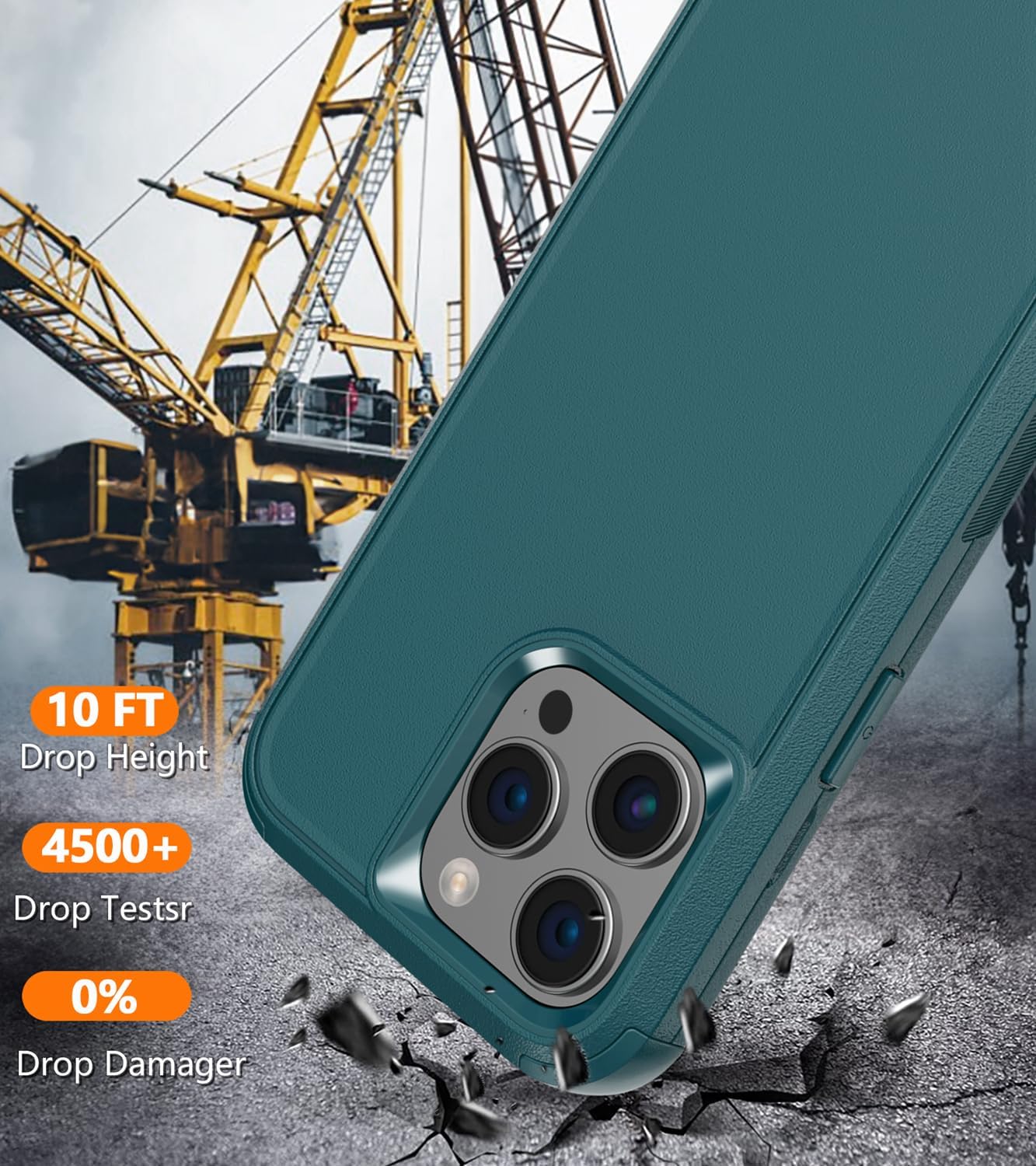 Diverbox Funda para iPhone 15 Pro a prueba de golpes a prueba de caídas protector de pantalla de vidrio templado, funda de protección resistente