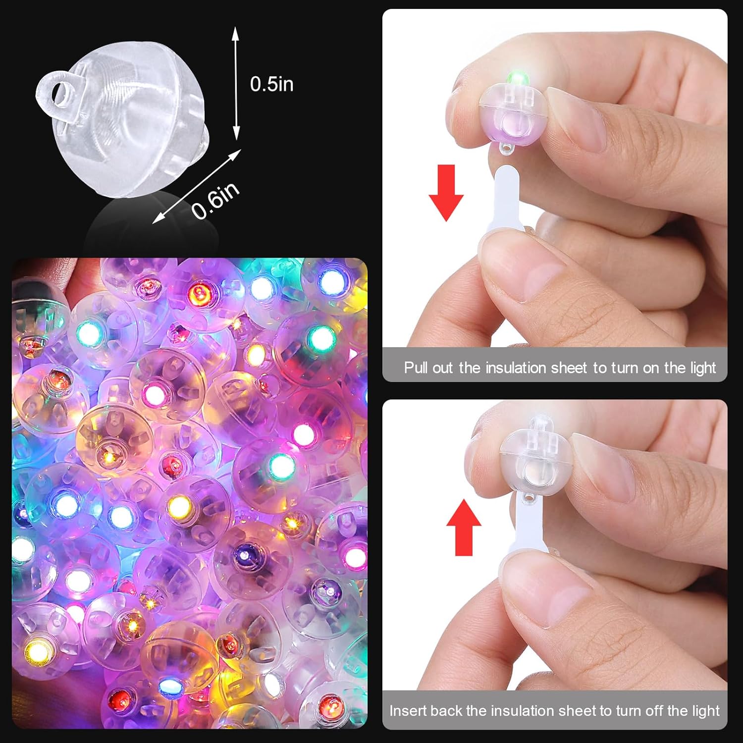 pozzolanas 100 mini luces LED con gancho, luz LED redonda impermeable para decoración de fiestas, luces de fiesta de neón, coloridas