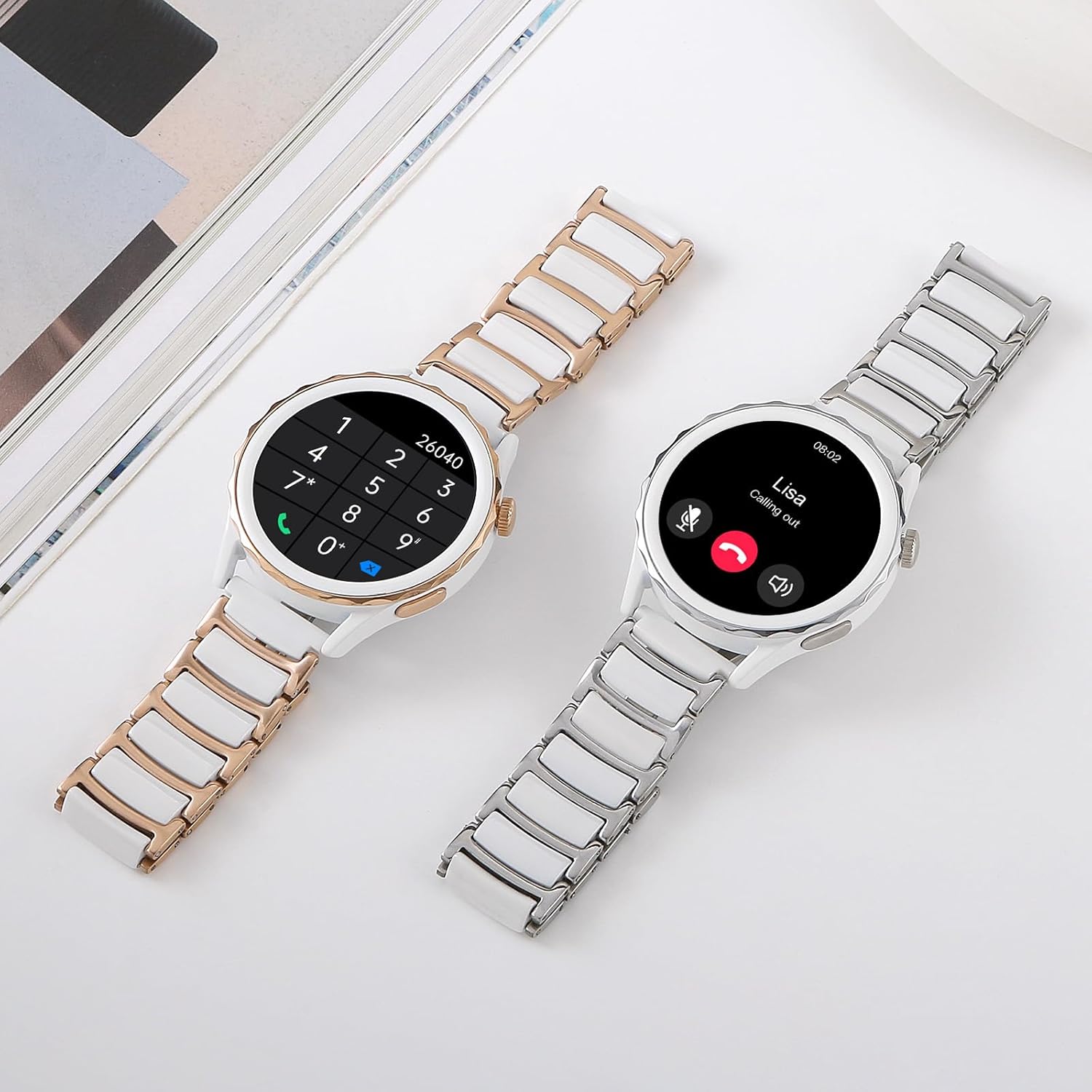 Relojes inteligentes para mujer (respuestahacer llamadas), relojes Fulltouch con monitor de presión arterialsueñofrecuencia cardíaca, 100 modos