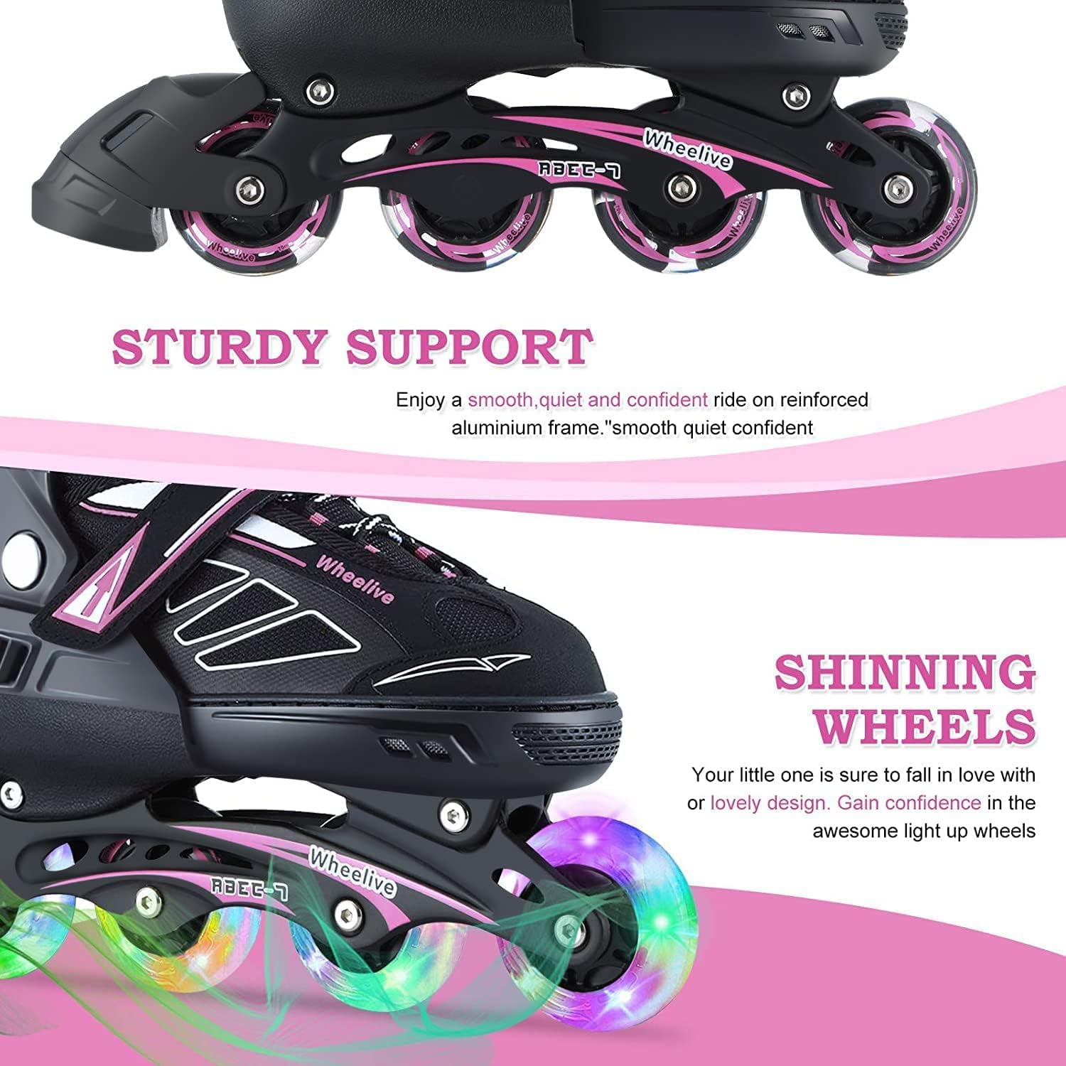 Patines en línea ajustables para niños y adultos, patines de rendimiento con ruedas iluminadas, ideales para jóvenes, niños y niñas, hombres y