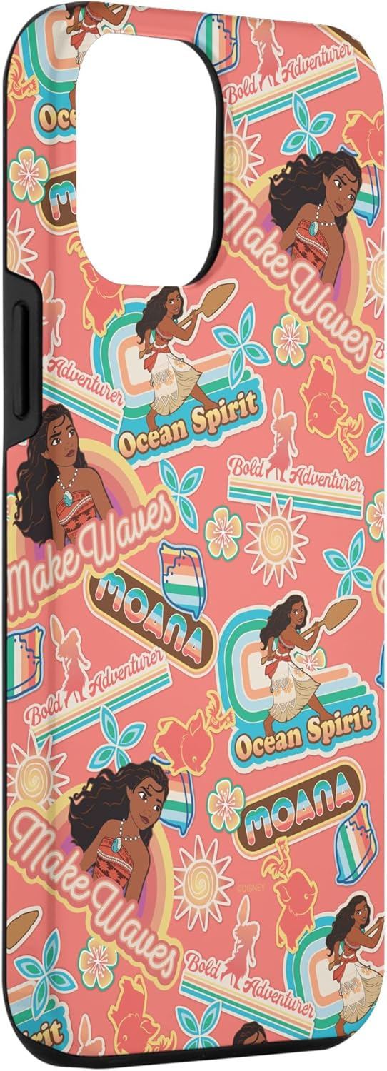 Funda de coral con estampado retro para iPhone 14 Plus Disney Princess Moana Make Waves