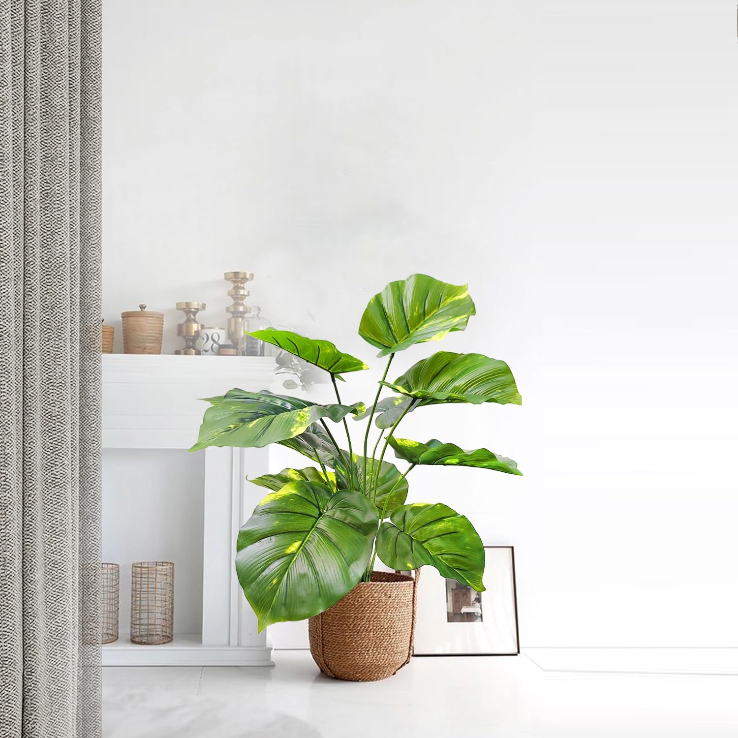 Árbol de Aureum Epipremnum artificial de 23 pulgadas de alto, árbol de imitación Reak Touch para decoración de interiores en el hogar, oficina,