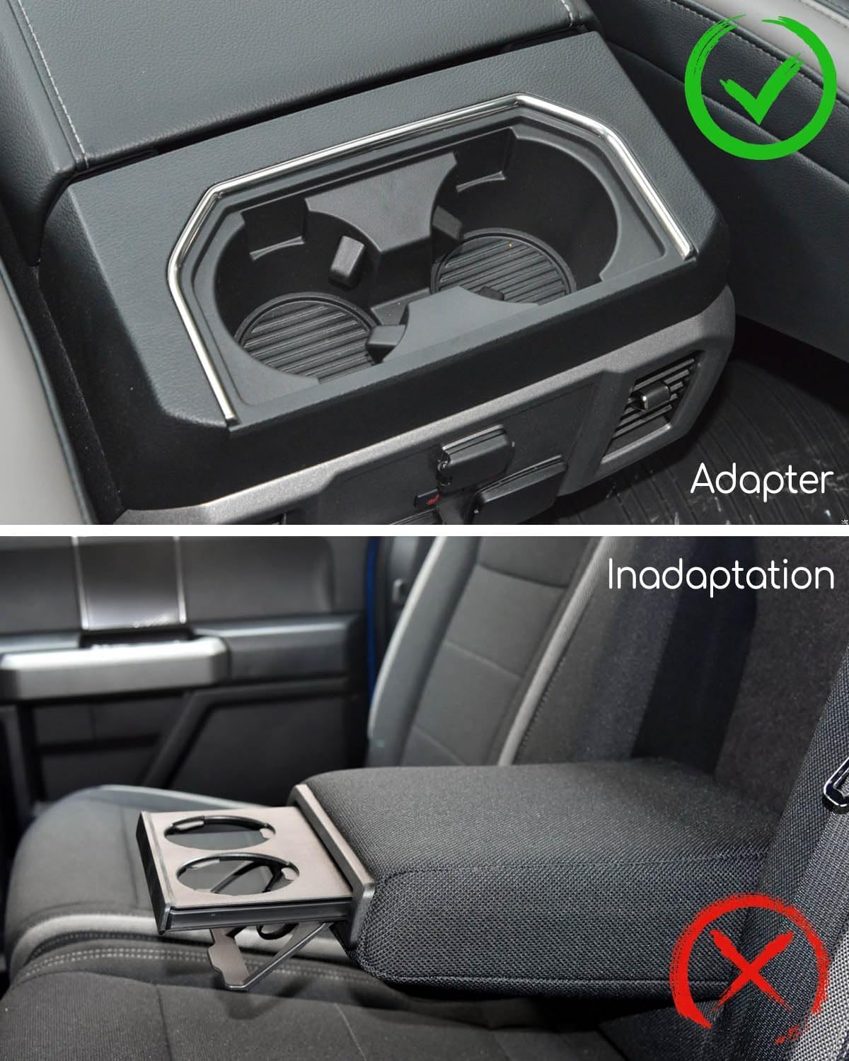 Insertos para portavasos de goma para consola de automóvil con capacidad para 2 tazas, apto para Ford F-150 XLT XL Lariat solo 2015-2017, apto para