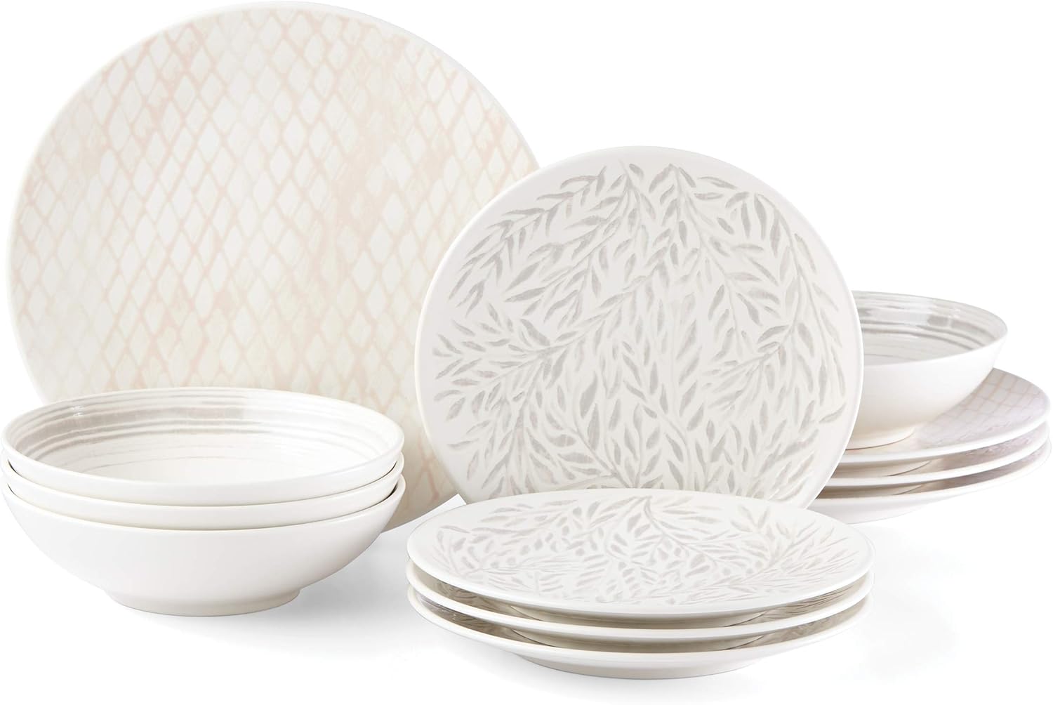Lenox Juego de 12 piezas neutrales texturizadas de lino, 16.70 libras