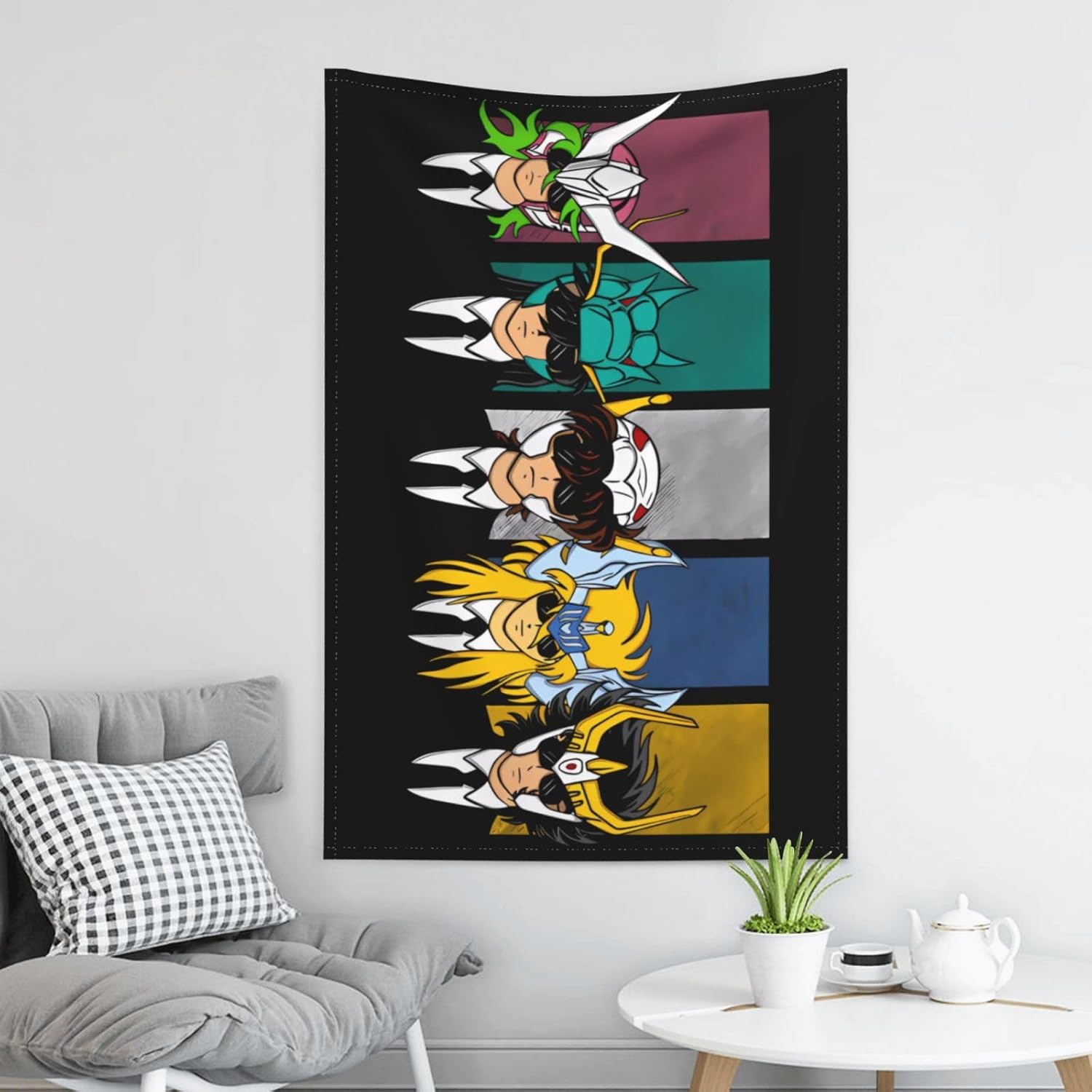 Tapiz de Saint Seiya, para dormitorio, sala de estar, arte para el hogar, franela suave, decoración para colgar, tapiz de 60 x 40 pulgadas