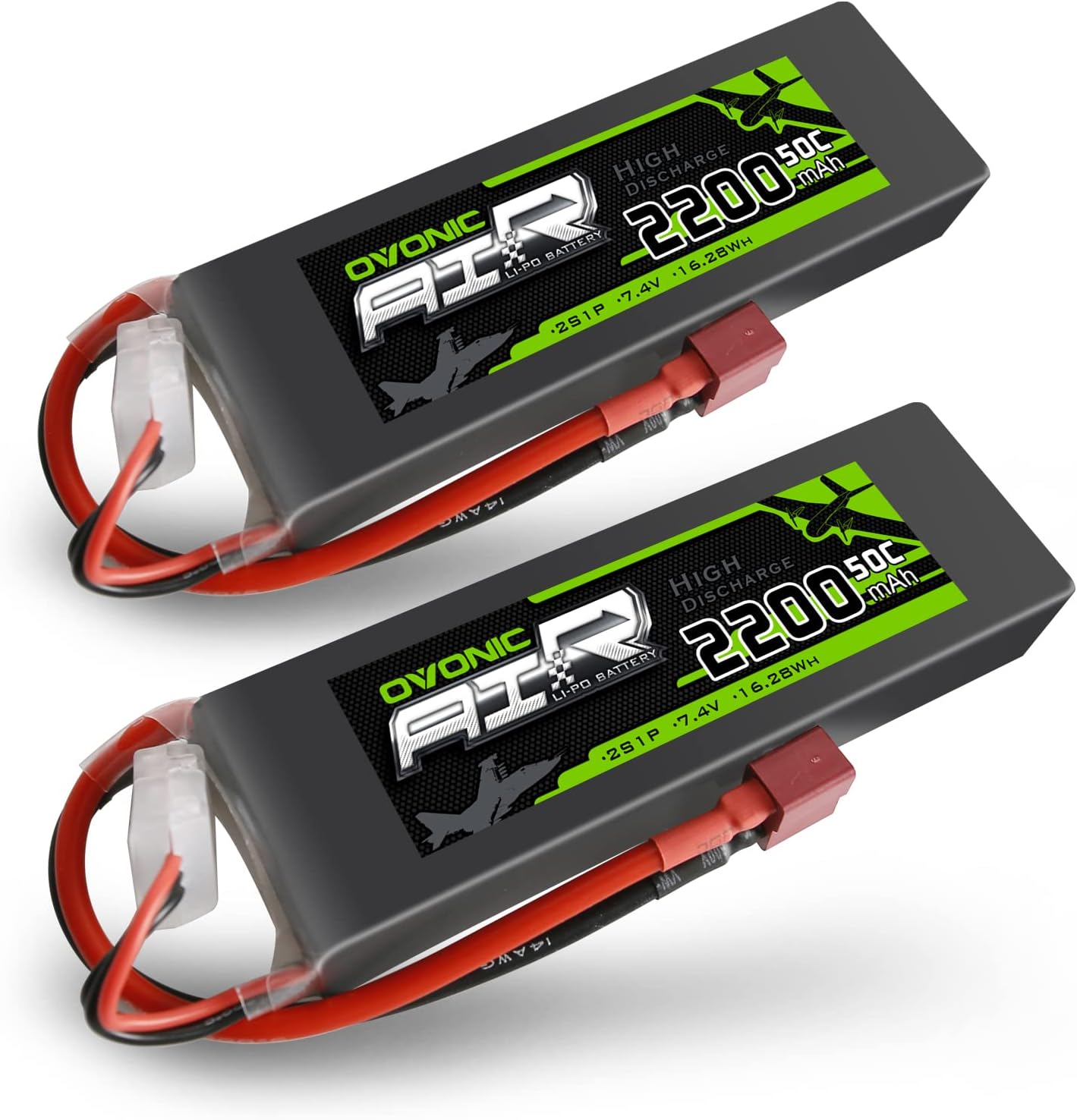 OVONIC 2s Lipo Battery 50C 2200mAh 7.4V Lipo Battery Soft Case con conector T estilo Dean para RC Evader BX Car RC Truck RC Truggy RC Avión UAV
