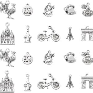 LiQunSweet 100 piezas de 10 estilos de estilo antiguo con temática de París Francia, taza de café, bicicleta, construcción, viajes, para hacer joyas LiQunSweet 100 piezas de 10 estilos de estilo antiguo con temática de París Francia, taza de café, bicicleta, construcción, viajes, para hacer joyas