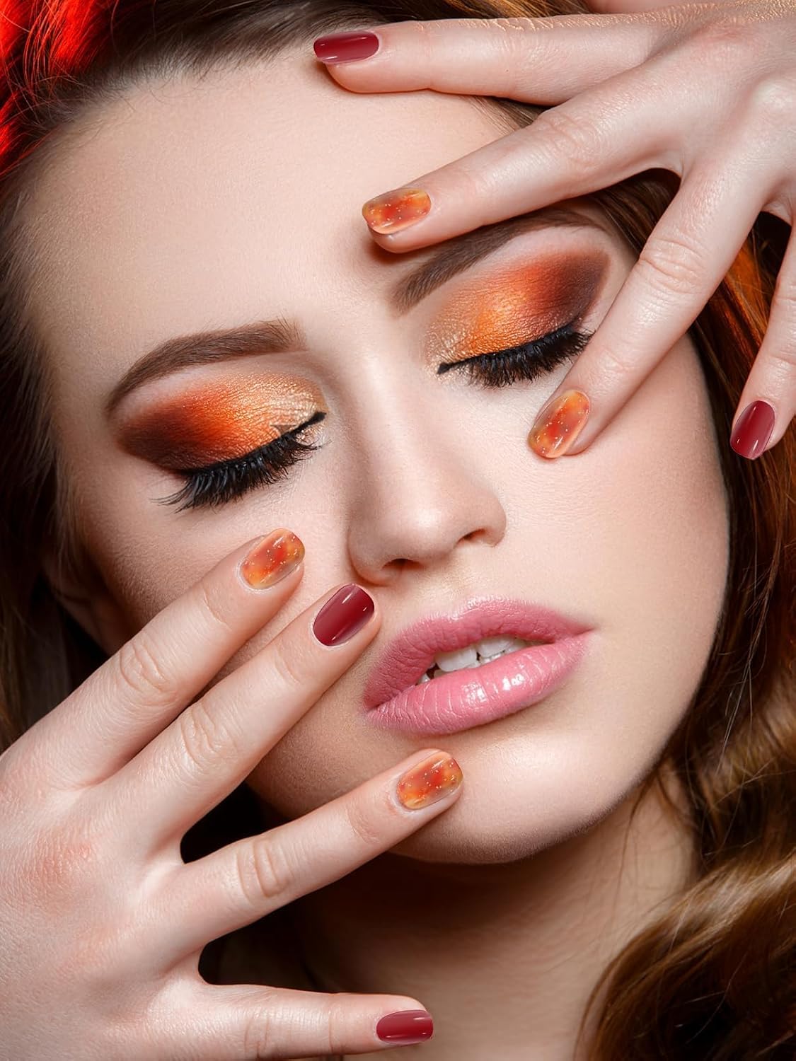 Kalolary Tiras de esmalte de uñas de gel, esmalte de uñas de gel ámbar, más brillante y duradero, envoltura de uñas de calidad de salón para otoño,