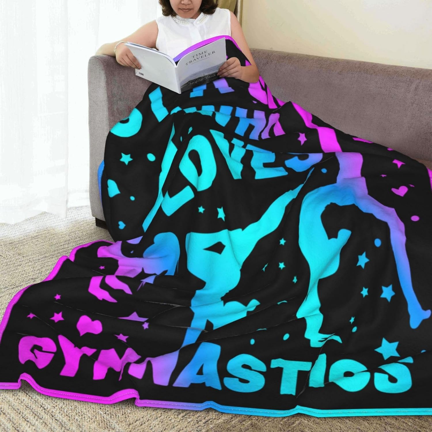 Manta de gimnasia, gimnasta de franela, forro polar, regalos para niñas adolescentes, mantas de gimnasia con texto en inglés “I Love”, para