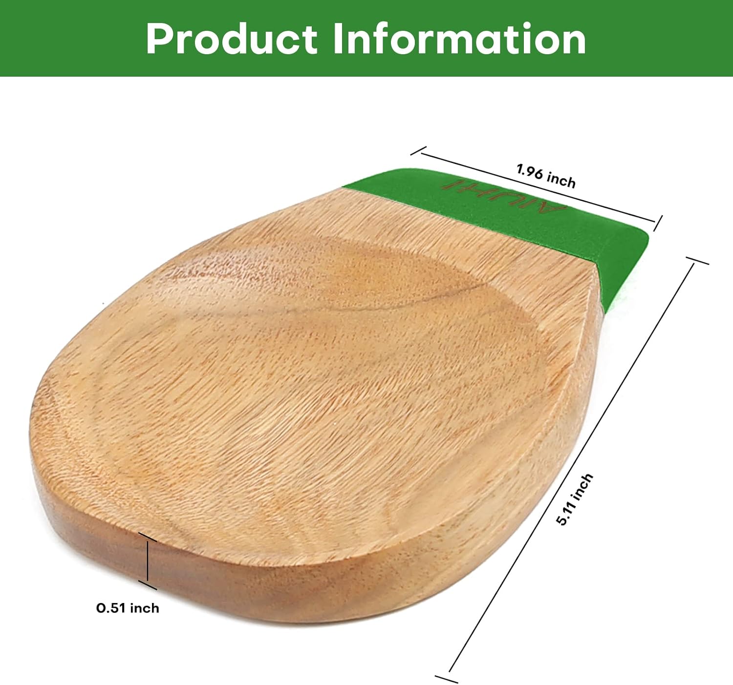Soporte de cuchara de madera para encimera de cocina, soporte de cuchara de madera de teca natural para estufa o encimera (verde)