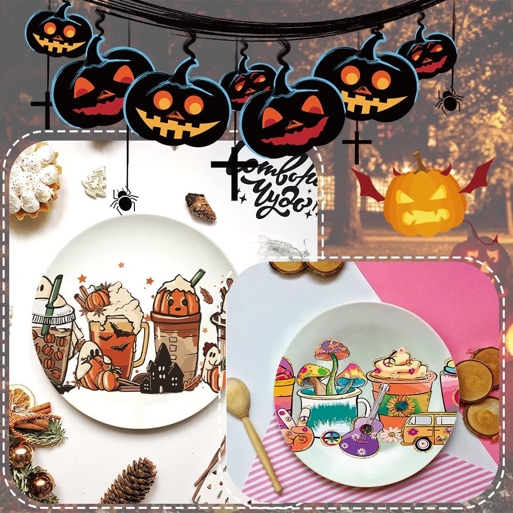 Envoltura de taza Uv Dtf, 10 hojas de calcomanías temáticas de Halloween para tazas de vidrio UV Dtf frotar en transferencias para manualidades,