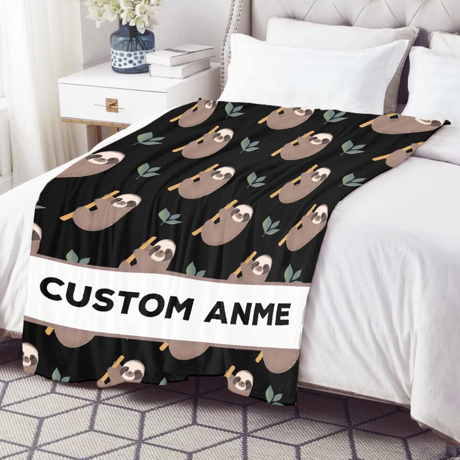 BIGGER BLANKET Mantas personalizadas de perezoso que añade tu propio texto, acogedoras y ligeras, mantas decorativas de felpa para perros, gatos,