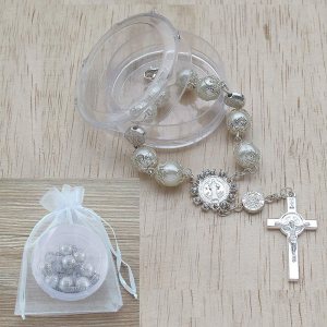 YRP 12 pulseras chapadas en plata para fiestas de bautismo, en cajas acrílicas individuales, recuerdos de boda, recuerdos de quinceañera con bolsas YRP 12 pulseras chapadas en plata para fiestas de bautismo, en cajas acrílicas individuales, recuerdos de boda, recuerdos de quinceañera con bolsas