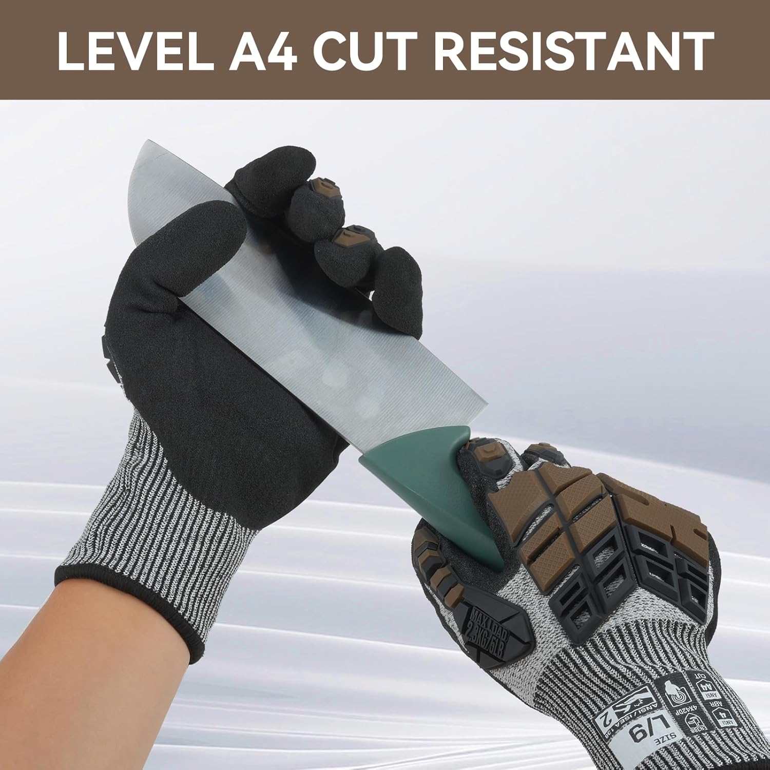 Graloky Guantes de trabajo de seguridad, guantes de impacto para hombres y mujeres, resistentes a los cortes, antideslizantes, resistentes con