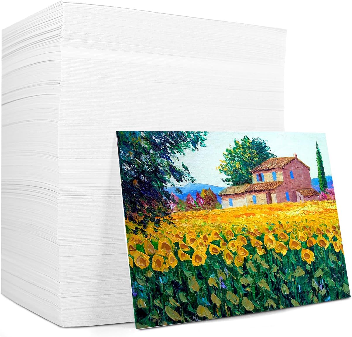 TOUNALKER 500 piezas de papel de acuarela a granel, papel de prensa en frío blanco de 300 GSM, bloc de papel de acuarela para dibujar arte para