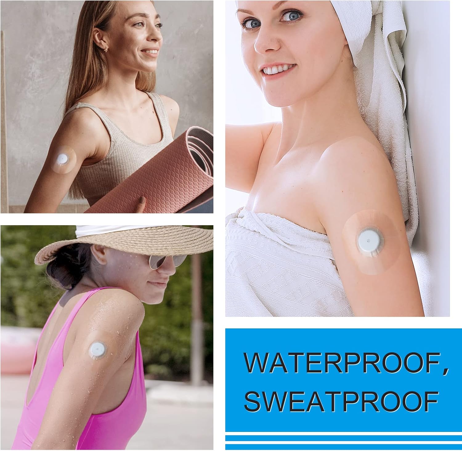 Freestyle – Parches adhesivos con sensor para Libre 2, película transparente impermeable, paquete de 60 unidades, color azul