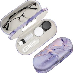Fintie Funda para lentes de contacto 2 en 1 y funda para gafas, funda de viaje portátil de doble cara para lentes de contacto con espejo integrado, Fintie Funda para lentes de contacto 2 en 1 y funda para gafas, funda de viaje portátil de doble cara para lentes de contacto con espejo integrado,