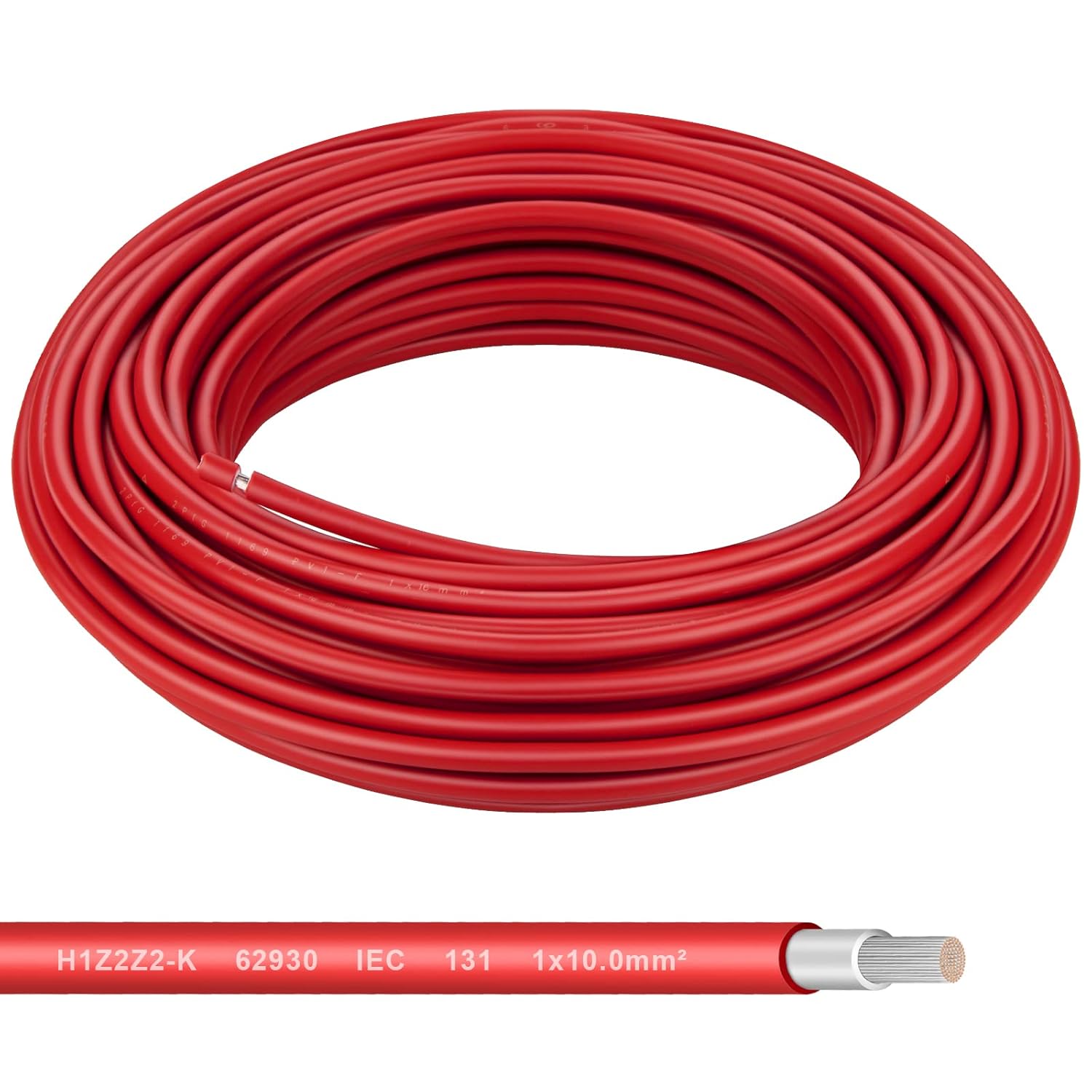 Shirbly Cable de panel solar  Cable de cobre estañado rojo de 50 pies, 8 AWG (10 mm) cable de extensión solar para exteriores, automóvil, RV, barco,