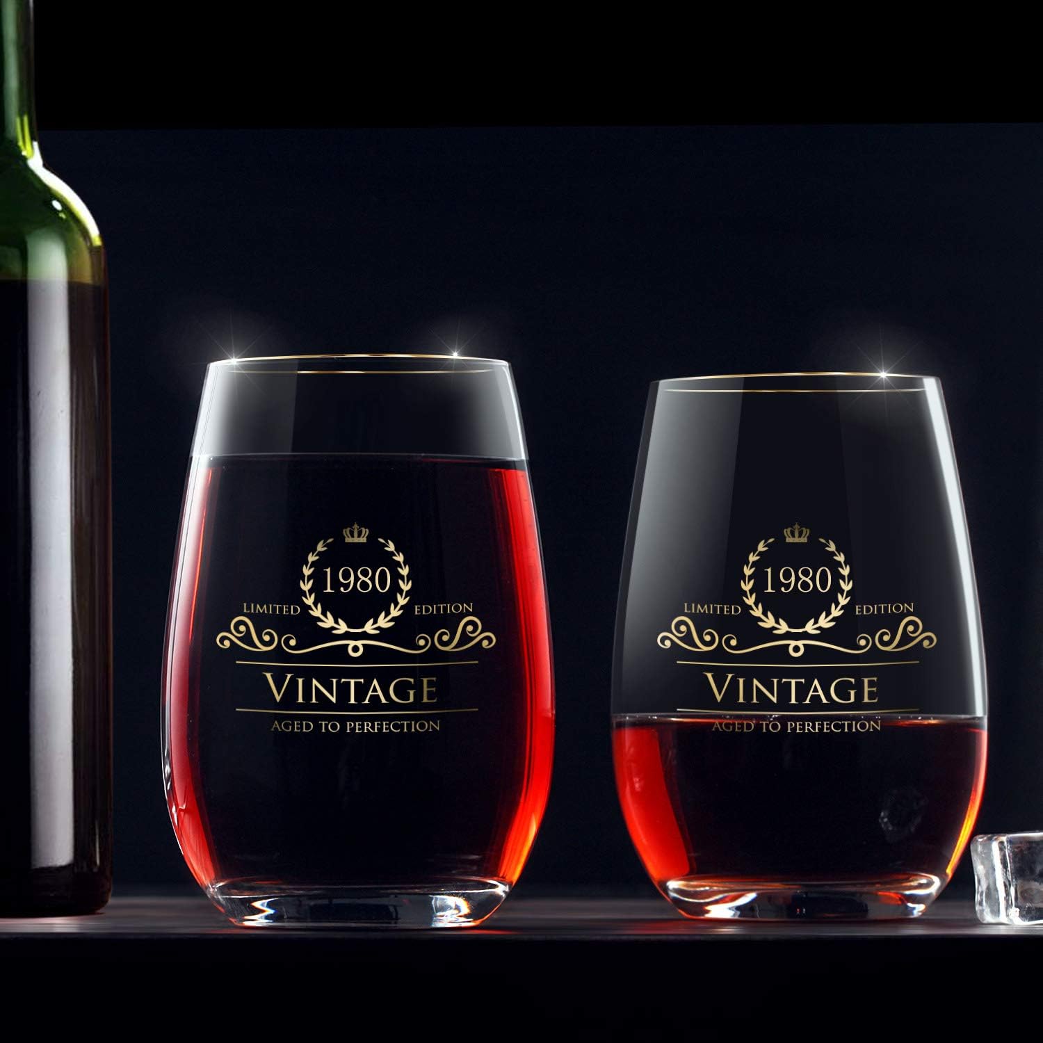 Copa de vino y bebida de lujo hecha a mano 1980 44 para boda, aniversario, cumpleaños, vacaciones, regalo perfecto ideal para damas de honor, taza
