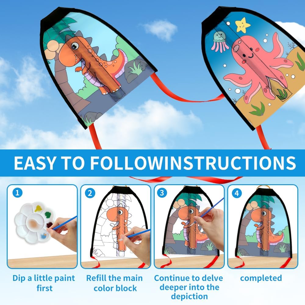 3 piezas de kit de eyección de pulgar para niños, kits de manualidades para hacer cometas para niños, mini cometa de playa fácil de volar, 4 a 12