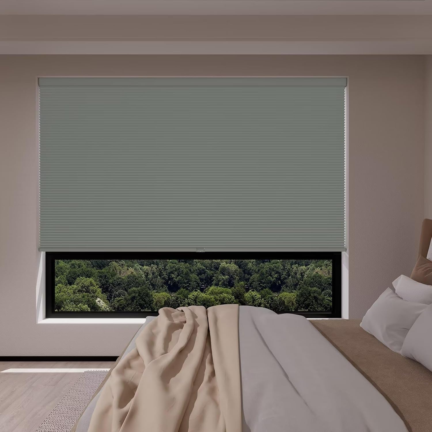 MYshade Persianas opacas sin cordones para oscurecer la habitación, persianas celulares con diseño de panal para ventanas de interior, fáciles de