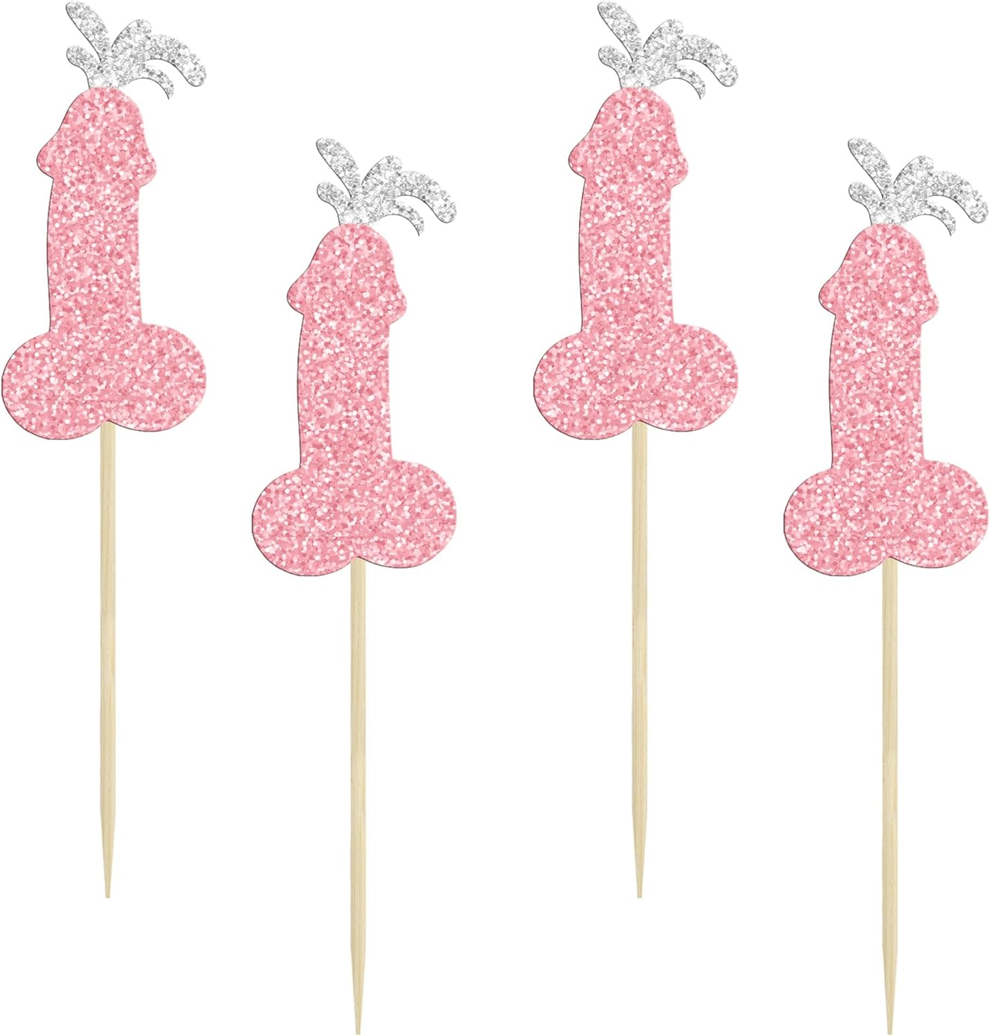 24 piezas de decoración de cupcakes para despedida de soltero con purpurina rosa, para despedida de soltera, decoración de pasteles para boda,