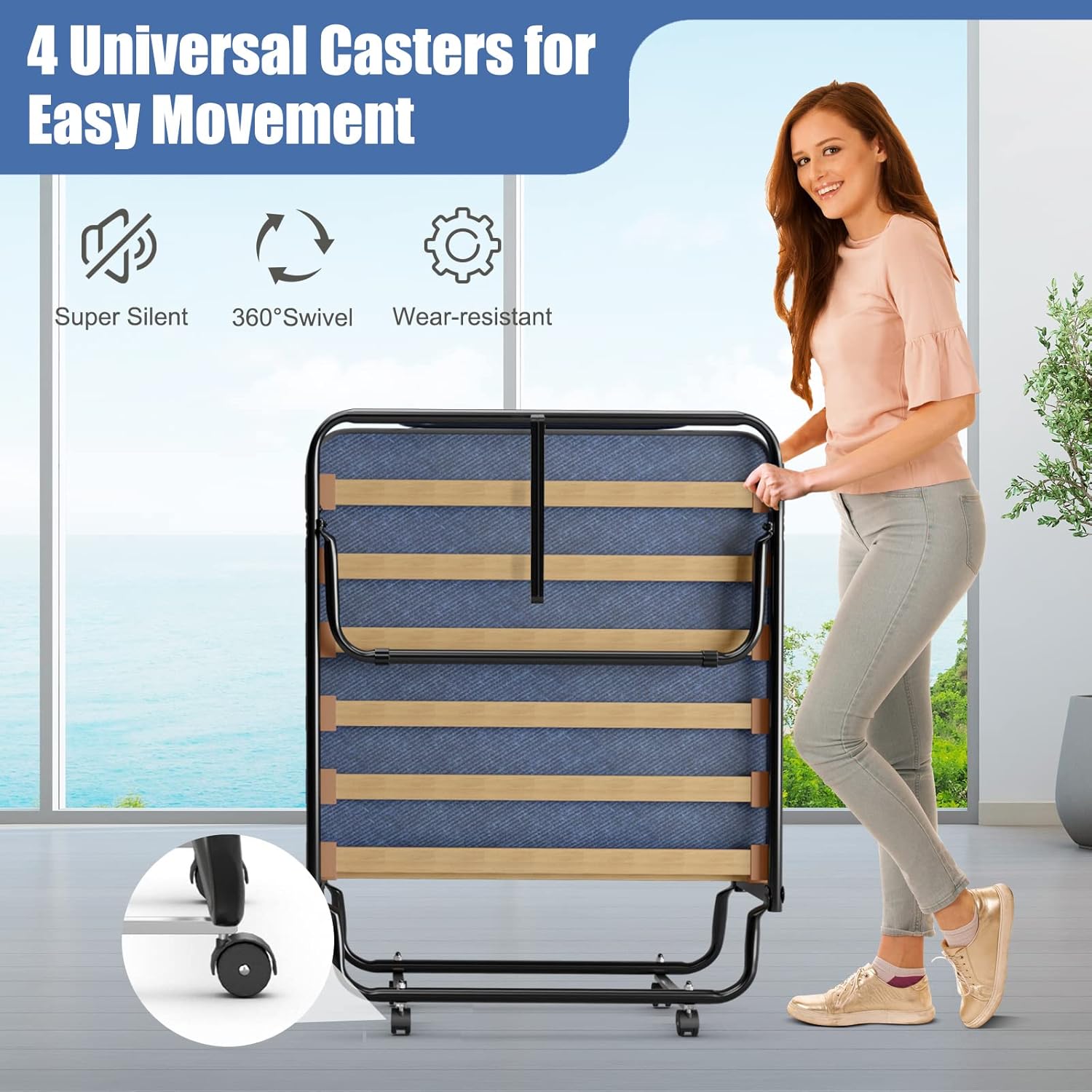 GORELAX Cama plegable con colchón de 3 pulgadas, juego de cama portátil individual pequeño con marco de cama de metal, cuna plegable con colchón de