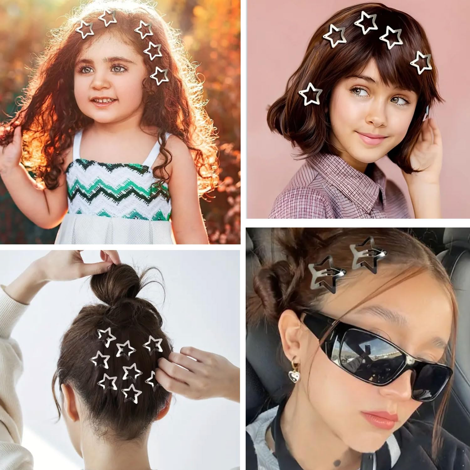 10 pinzas para el cabello con forma de estrella, diseño creativo de estrellas, antideslizantes, pinzas decorativas para el cabello Y2K de los años