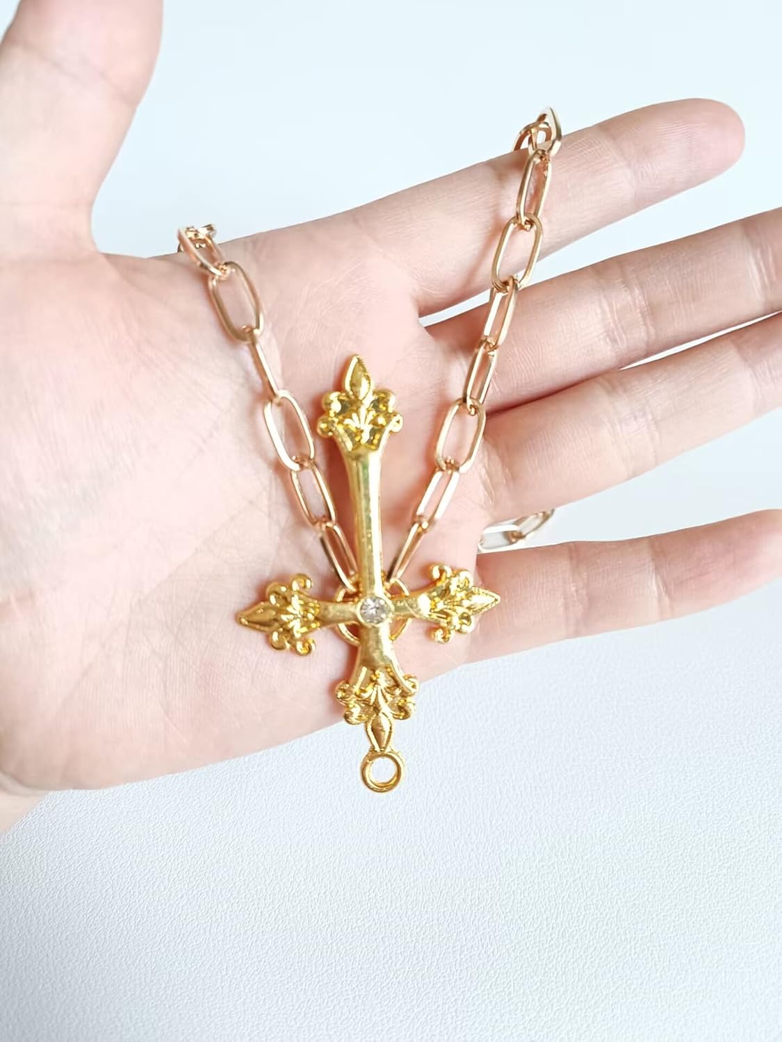 Anime Cosplay Necklace,Anime Cross Necklace with 2PCS Bracelet Costume Accessories (B)