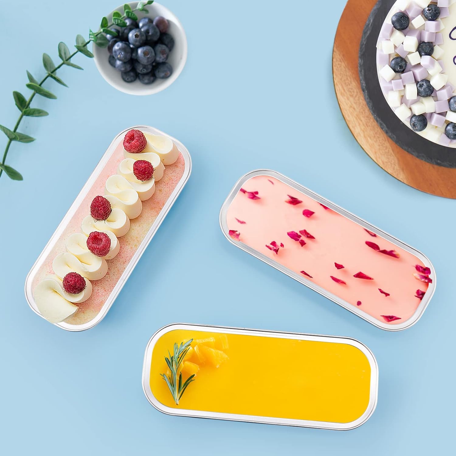 Paquete de 50 mini moldes para tartas con tapas, bolígrafos desechables de papel de aluminio para hornear cupcakes con tapa, moldes de hojalata para