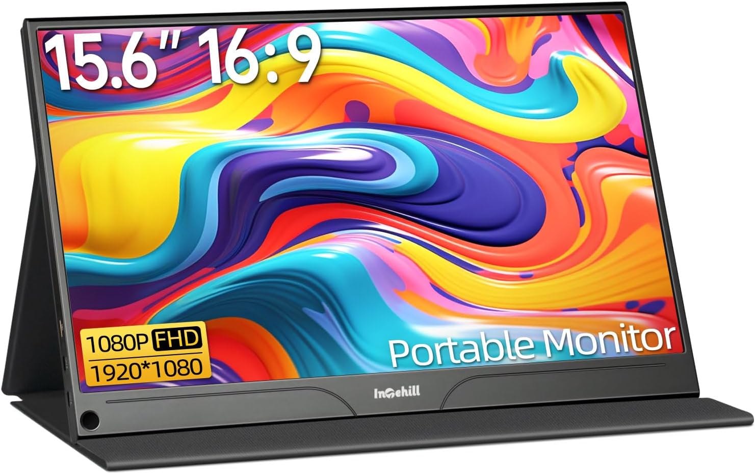 Intehill Monitor portátil para portátil y mini PC, pantalla 1080P Matt A+ de 15.6 pulgadas con USB tipo C y HDMI, monitor de viaje para nómadas